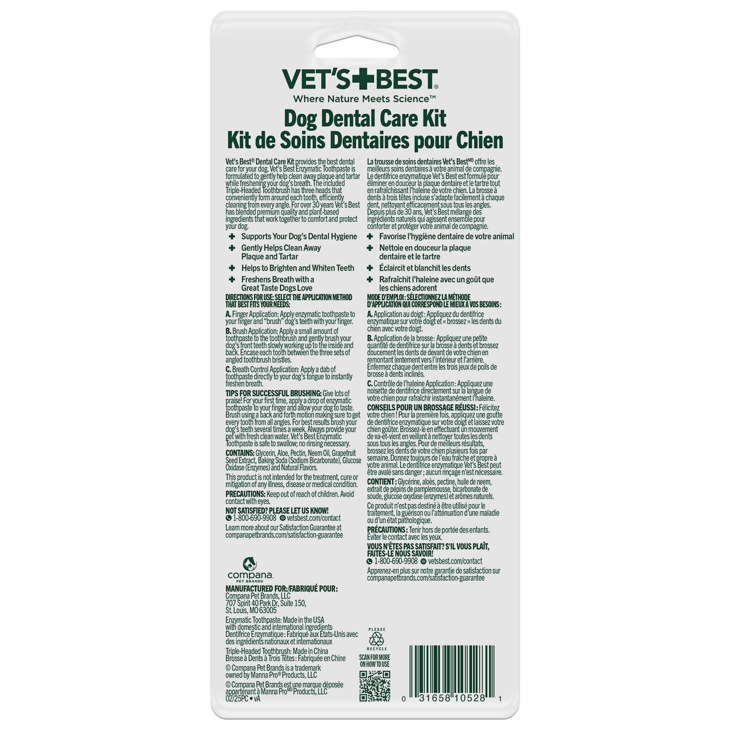 Vets Best Dog Toothpaste and Toothbrush Dental Kit Fresh Breath Plaque Remover