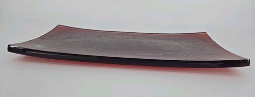 Annieglass Fallen Leaf Aubergine Glasplatte/Platte groß 15” x 8” signiert & Nummer - Bild 18 von 18