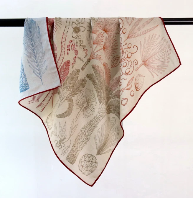 70% Cashmere 30% Silk Neckerchief Scarf 27'' Shawl Bandana Blue leaf Print Wrap