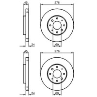 2 Xbosch Bremsscheiben 276Mm BelÜFtet Passend FüR Mitsubishi Galant Lancer | 0