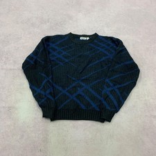 Vintage Knitted Jumper abstract patterned grandad knit sweater Men's M