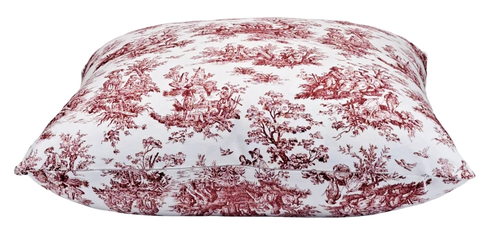 French Country Red Toile 20x20 Decorative Throw Pillow Cover - Image 4 of 4