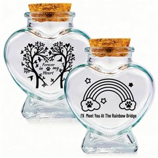 2PCS 2 Styles Pet Memorial Bottle Pet Hair Keepsake Jar Rainbow Trees Pattern...