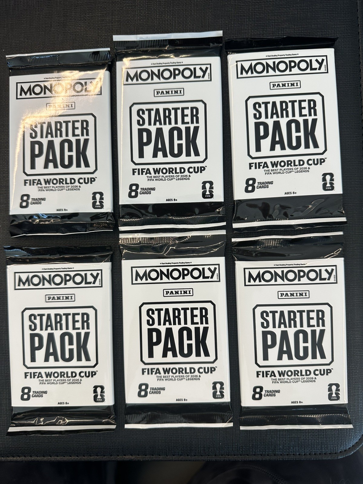 (6) Lot Six Panini Monopoly FIFA World Cup Starter Pack 8/Card Set Sealed Messi