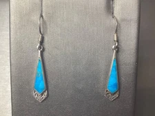 VINTAGE BOMA SIGNED TURQUOISE STERLING SILVER 925 PIERCED EARRINGS JEWELRY