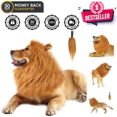 Comfortable Brown Lion Wig for Large Dogs - Perfect for Parties and Shows