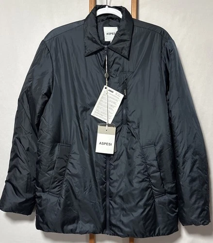 Aspesi Camicia Ezra Black Nylon Thermore Shirt Jacket Mens M Insulated NEW - product listing photo