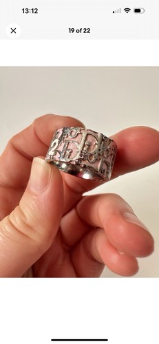 AUTH Vintage Christian Dior size 7 No.2 Trotter pattern Ring Pink Y2K - Picture 8 of 10
