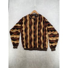 Protege Collection 3D Knit Sweater XLT Brown Tan 90s Coogi Style Made in USA