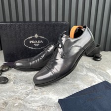 PRADA Dress Derby Lase Up Graphite Patent Leather 7 OS or 8 US or 41 EUR *