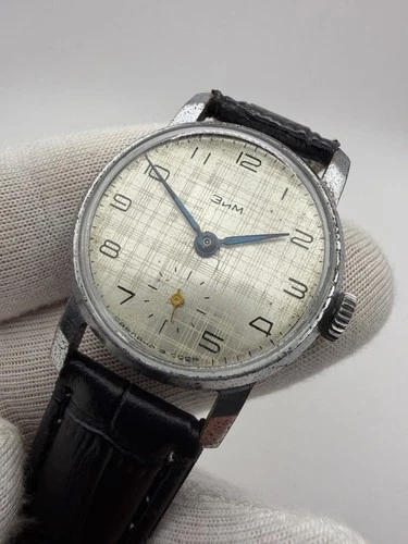 Vintage ZIM Soviet Watch Textured Dial Mechanical Small Seconds USSR