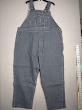 KEY Bib Overalls Mens 50x30 Blue White Hickory Stripe 100 Cotton Workwear