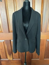 HOBBS Womens 1 Button Textured Blazer Jacket UK 12 /US 8 Medium Black Business