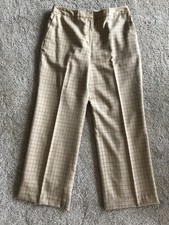 Vintage Talbots Pants Women 12 100 Wool High Rise Brown Tan Grey check slacks