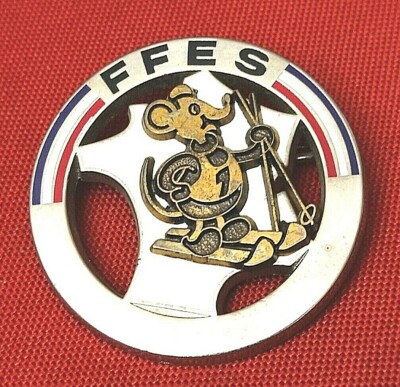 FRENCH SKI BADGE - F.F.E.S. TEACHING - MOUSE -Badge-徽章胸针- Значок булавк
