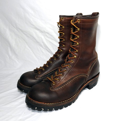 Wesco Jobmaster Logger Custom 10” Two-Tone Brown Work Boots Vibram Mens 9.5D