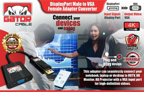 Cable convertidor adaptador DisplayPort a VGA video HDTV PC monitor escritorio UHD - Imagen 6 de 13