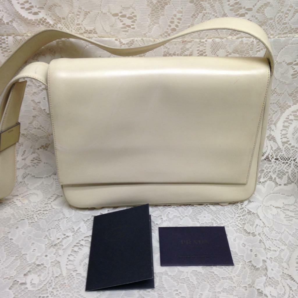 Prada Cream-Beige Leather Shoulder Bag with Tags x x