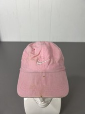 Nike Kids Girls Youth Adjustable Pink White Check Baseball Hat Ball Cap VTG 90s