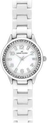 NWT Anne Klein $150 Swarovski Crystal White Ceramic MOP  display picture 1