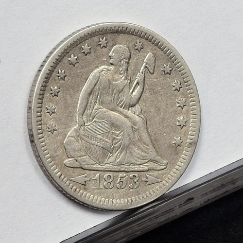 1853-O Liberty Seated Quarter - AU Details, Cleaned (#58662-L)