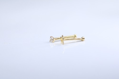 TWO 14kt. Gold Nose Studs Piercings with tiny 14k mark New