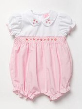 Baby girls Spanish style smocked floral romper cotton pink 0-3-6-9 months