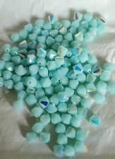 Vintage Swarovski 5301 6mm bicone beads, Mint Alabaster AB 24pcs 