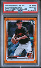 GUNNAR HENDERSON 2020 BOWMAN CHROME SAPPHIRE ORANGE REFRACTOR /75 PSA 10