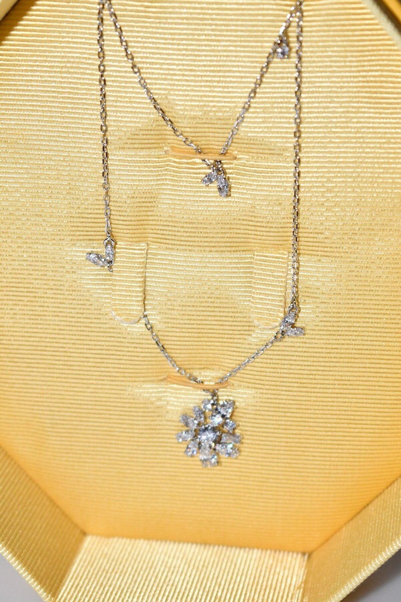 Swarovski Gema Mixed Cut Short Multi Strand Necklace Silver