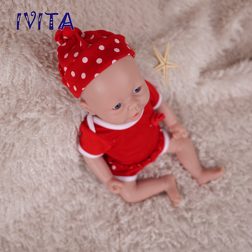 IVITA Reborn Babypuppe 17 Cm – Vollsilikon, Offener Mund, Mit 3 Paar Austauschbaren Augen