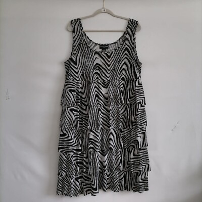Jennifer Lauren Women's Black Zebra Print Ruffle Layered Fit & Flare Dress Sz 1X