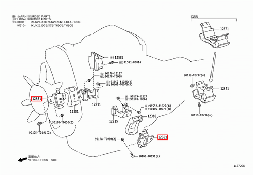 Genuine Hilux KUN35 KUN26 KUN25 2KD 2.5 Diesel 1KD 3.0 Diesel Front Engine Mount - Picture 4 of 12