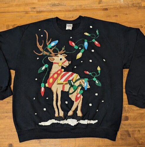 Christmas Sweatshirt For Men Winter Warm Xmas Round Neck Long Sleeve Shirt With Fun Print Loose Fit For Winter Fall Sweatshirt Navy S