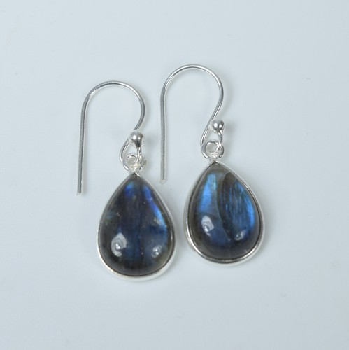 925 Solid Sterling Silver Green Onyx,Garnet Multi Stone Hook Earring Ji760 - Picture 43 of 81