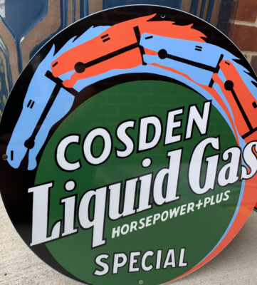 Vintage Style Cosden  Liquid Gas Special Steel   Heavy  Sign