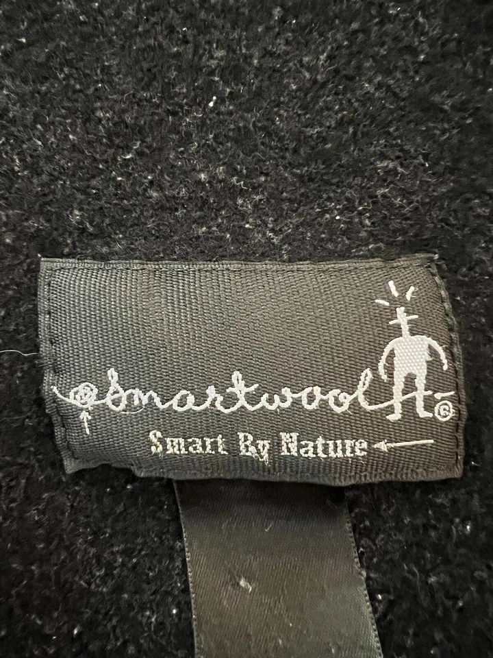 Vintage Smartwool Smart By Nature Black Wool Blanket Throw With Gray Trim 54x64” - Image 3 of 4