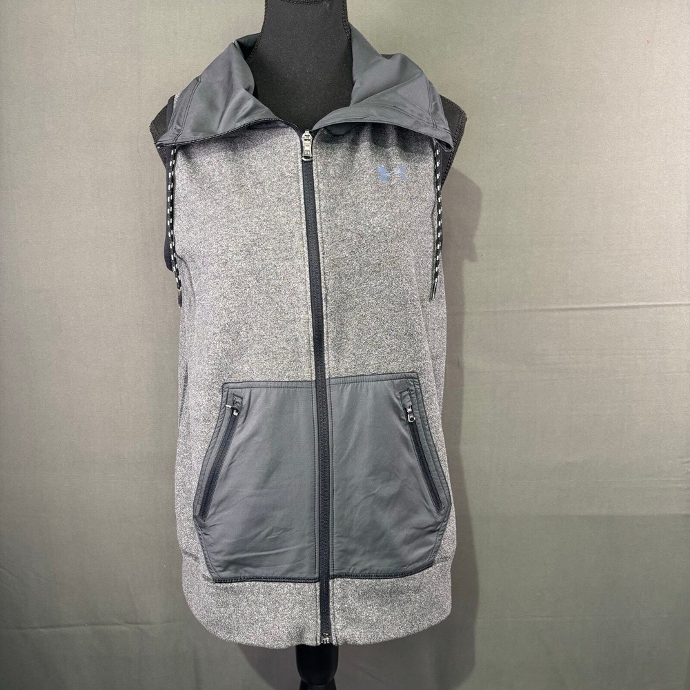 Under Armour Vest Men’s S Cold Gear Zip Up Fleece Collared Fleece Gray Black