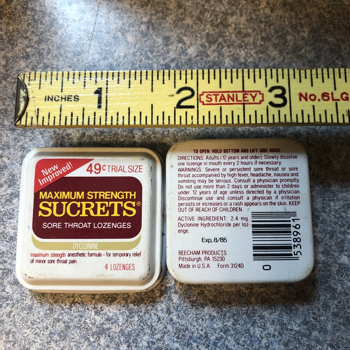 I*l様 SORE THROAT 3枚セット HTF Vintage 80s Sucrets Tin 49¢ Trial Size Maximum Strength