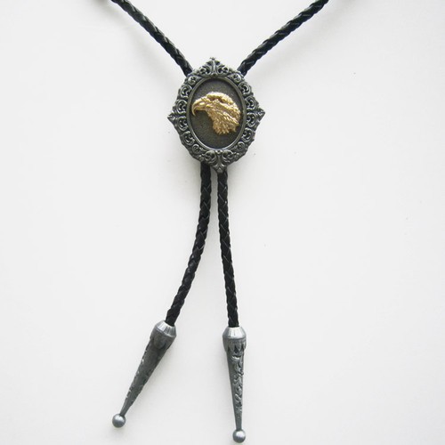 CEINTURE CUIR BOUCLE ET CRAVATE WESTERN AIGLE DORE COORDONNE - Picture 2 of 4