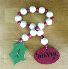 Farmhouse Wooden Beads Fall Merry Christmas Decor Beads Garland Ornament Wood