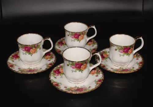 8 Royal Albert Old Country Roses Montrose Coffee Mugs Dessert Plates Bone China