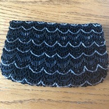Regale Black Beaded Clutch with removable strap. 8" x 5" Snap Closure.