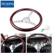15 38cm Classic Wood Silver Brushed Spoke Steering Wheel With Horn Button 15 38cm Classic Wood Silver Brushed Spoke Steering Wheel With Horn Button