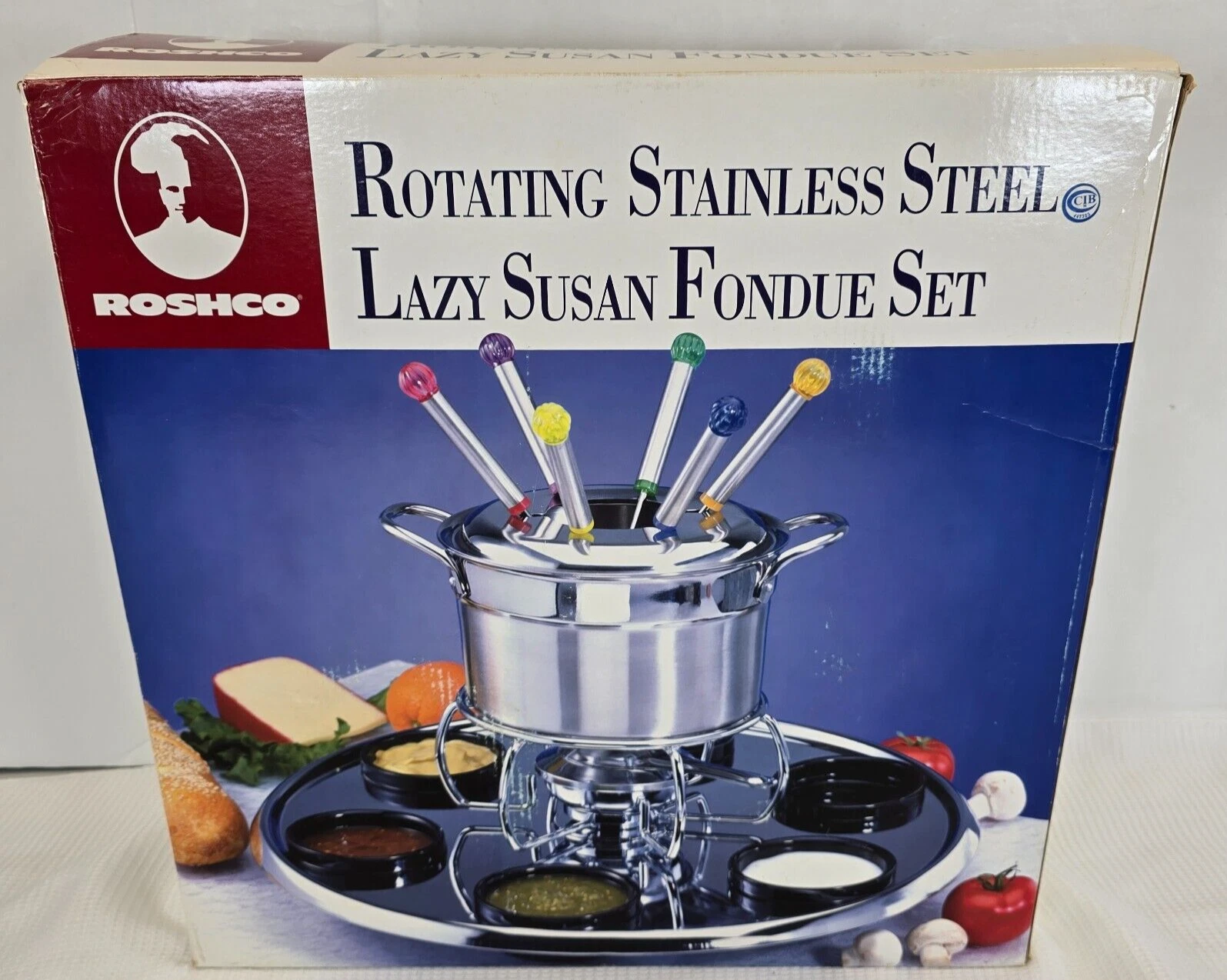 Roshco Rotating Stainless Steel Lazy Susan Fondue Set (58922) NEW IN BOX