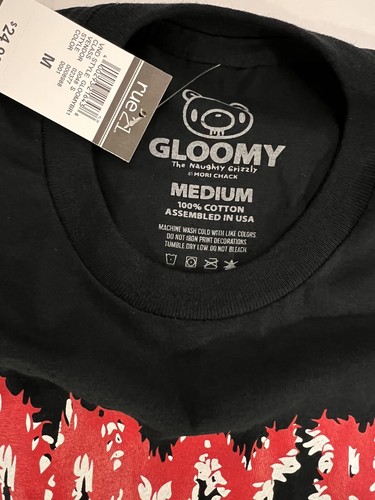 Gloomy Bear Naughty Grizzly Emo Black T Shirt Medium RUE21 Chax NWT - Picture 5 of 7