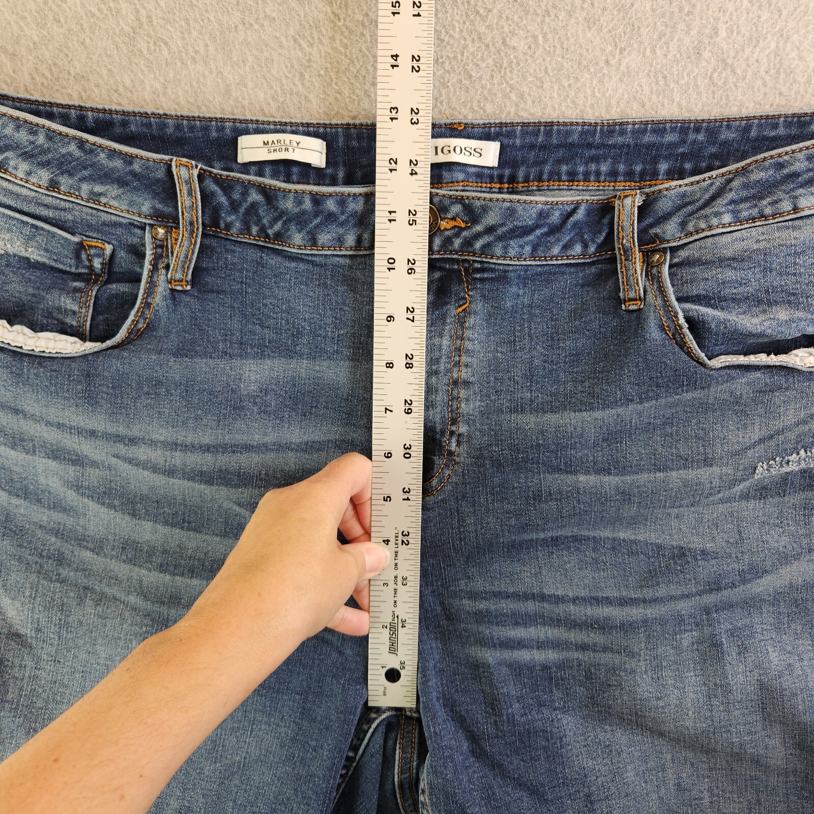 Vigoss Shorts Womens 24 Blue Cut Off Cuffed High Rise Marley Jean Whiskered