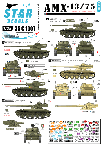 Star Decals 1/35 AMX-13/75 decal  35C1007 x - Picture 1 of 2