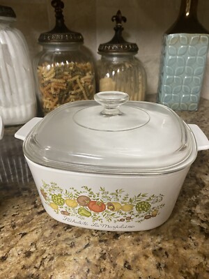 Rare Vintage CORNING WARE A-3-B La Marjolaine Spice of Life 3 QT Stamped W/ Lid