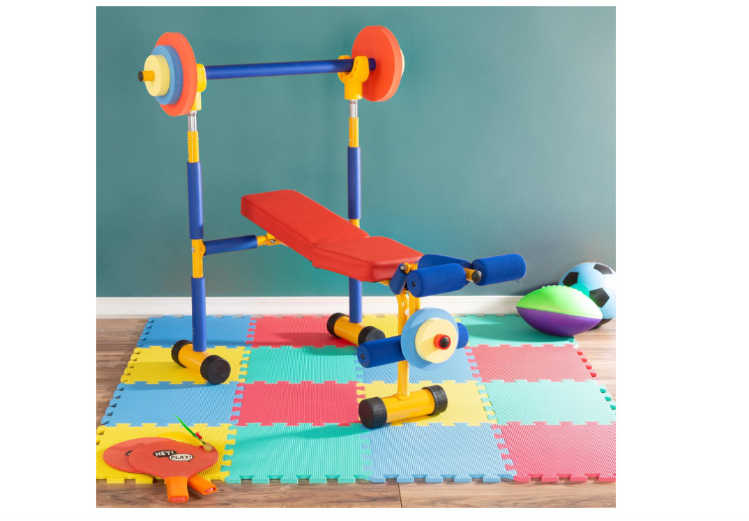 Fun & Fitness For Kids Exercise Equipment Weight Lifting Bench Set Toddler Gym